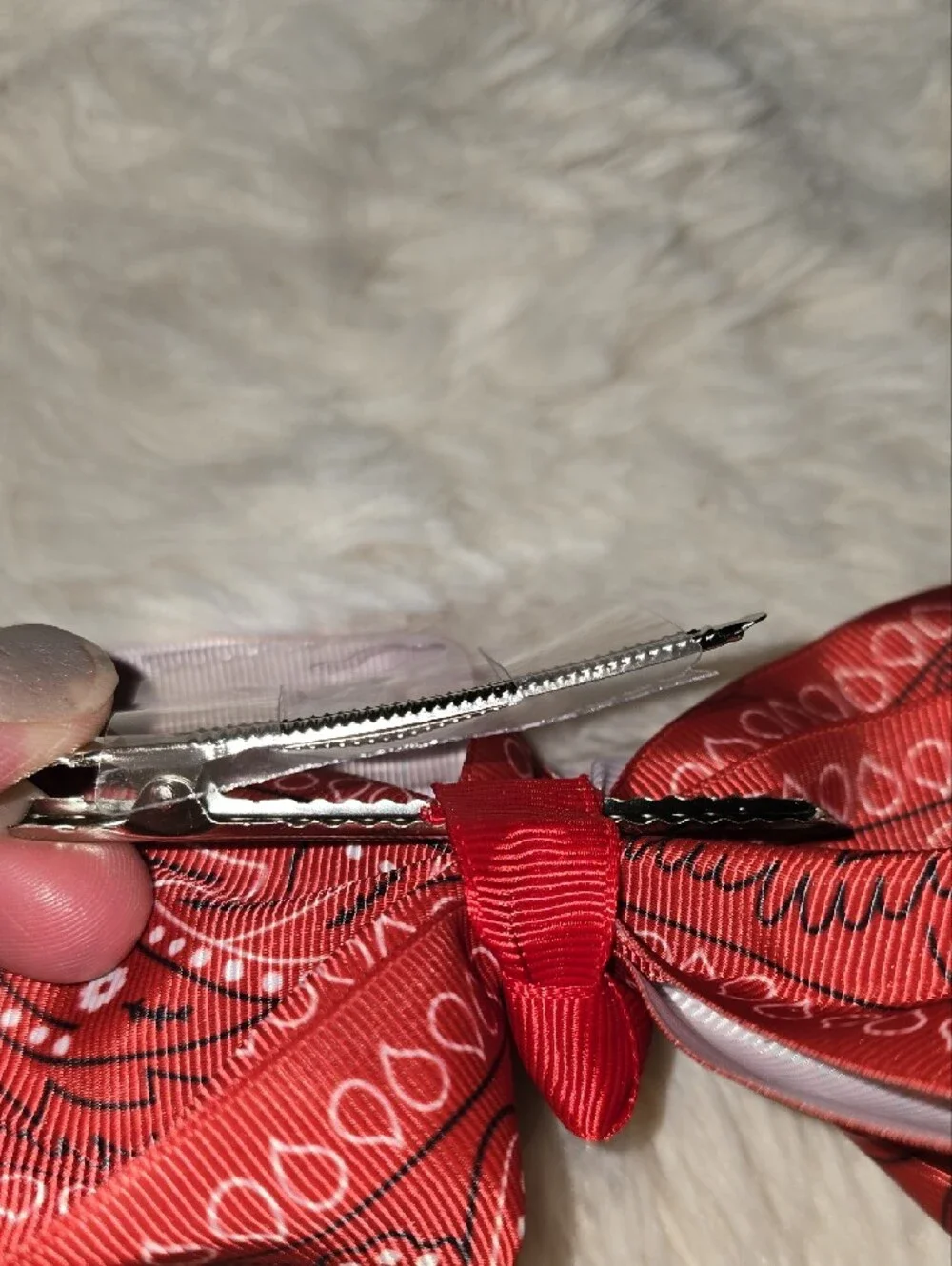 Red Bandana Hair Bow With Clip